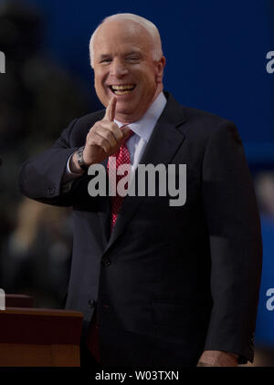 Senator John McCain (AZ) speaks at the 2012 Republican National Convention at the Tampa Bay Times Forum in Tampa on August 29, 2012.   UPI/Mark Wallheiser Stock Photo