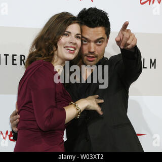 Actress Hayley Atwell and actor Dominic Cooper arrive at a photocall for the film 'The Duchess' during the Rome International Film Festival in Rome on October 25, 2008.   (UPI Photo/David Silpa) Stock Photo