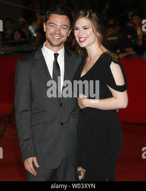 Actor Dominic Cooper (L) and actress Hayley Atwell arrive on the red carpet before a screening of the film 'The Duchess' during the Rome International Film Festival in Rome on October 25, 2008.   (UPI Photo/David Silpa) Stock Photo