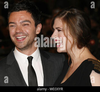 Actor Dominic Cooper (L) and actress Hayley Atwell arrive on the red carpet before a screening of the film 'The Duchess' during the Rome International Film Festival in Rome on October 25, 2008.   (UPI Photo/David Silpa) Stock Photo