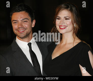 Actor Dominic Cooper (L) and actress Hayley Atwell arrive on the red carpet before a screening of the film 'The Duchess' during the Rome International Film Festival in Rome on October 25, 2008.   (UPI Photo/David Silpa) Stock Photo