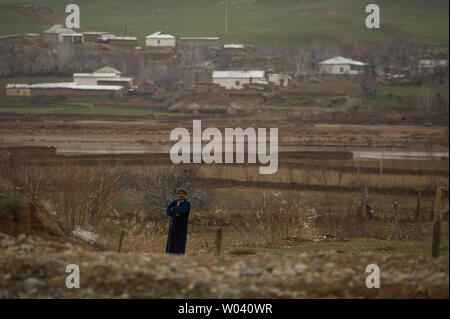 Rural life in Southern Uzbekistan, near the Boysun Plateau, can be cold and difficult during cold winter months. Stock Photo