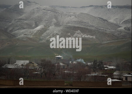 Rural life in Southern Uzbekistan, near the Boysun Plateau, can be cold and difficult during cold winter months. Stock Photo