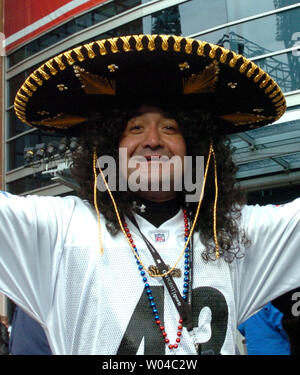 Steelers fan Salvador Perches from Juarez, Mexico arrives at Super