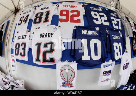 Merchandise is on sale before Super Bowl XLII featuring the New York Giants  vs. New England Patriots at University of Phoenix Stadium in Glendale,  Arizona on February 3, 2008. (UPI Photo/Jon Soohoo