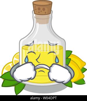 Crying lemon oil isolated in the character Stock Vector