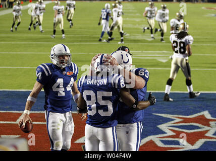 Oakland, California, USA. 26th Dec, 2010. Indianapolis Colts center Jeff  Saturday #63 check on guard Kyle DeVan #66 after penalty on Sunday, December  26, 2010, at Oakland-Alameda County Coliseum in Oakland, California.