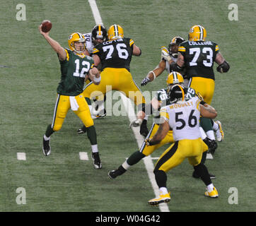 Green Bay Packers quarterback Aaron Rodgers participates in Media Day for  Super Bowl XLV in Arlington, Texas on February 1, 2011. The Pittsburgh  Steelers will take on the Green Bay Packers on