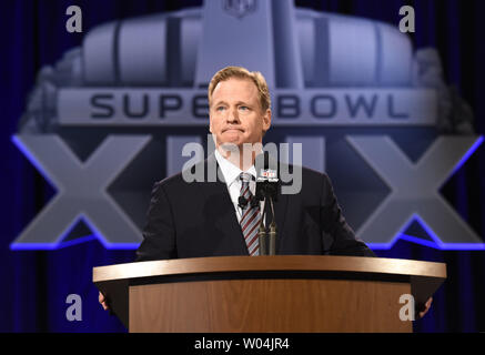 NFL Commissioner Roger Goodell listens to a question at the annual state of the league press conference prior to Super Bowl XLIX, in Phoenix, Arizona, January 30, 2015. Goodell addressed league issues including medical issues, domestic violence, reaction to the New England Patriots' AFC Championship football inflation issues, the possibility of a new Los Angeles football franchise and ways to improve the fan experience. Speaking to medical issues, Goodell said, 'Concussions are down 25 percent this regular season, continuing a regular trend.' Photo by Kevin Dietsch/UPI Stock Photo