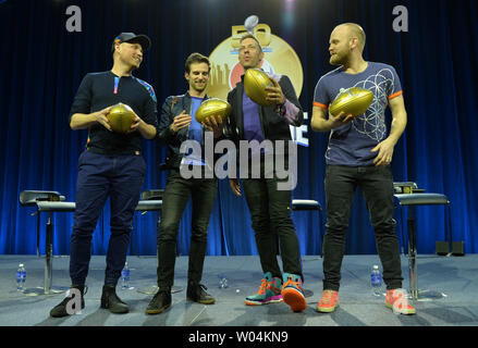 Chris Martin and Will Champion from Coldplay backstage at the Hollywood  Bowl, Los Angeles, united States of America Stock Photo - Alamy