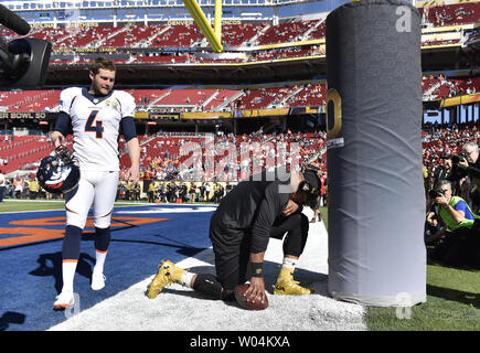 Denver Broncos punter Todd Sauerbrun punts during first practice session at  Broncos training camp in Englewood, Colorado July 28, 2006. Sauerbrun told  his teammates yesterday the NFL rejected his appeal on being