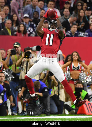 Atlanta Falcons wide receiver Julio Jones takes a 23 yard pass from quarterback Matt Ryan against against the New England Patriots  in the second quarter of Super Bowl LI at NRG Stadium in Houston on February 5, 2017.               Photo by Kevin Dietsch/UPI Stock Photo