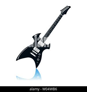 Electric Guitar Icon. Shadow Reflection Design. Vector Illustration. Stock Vector