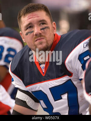 Buffalo Bills tight end Joel Wilson (48) walks off the field following an  NFL preseason football game against the Chicago Bears, Saturday, Saturday,  Aug. 26, 2023, in Chicago. (AP Photo/Kamil Krzaczynski Stock