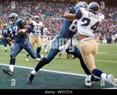 Seattle Seahawks running back Shaun Alexander watches as the game slips away  in the second half of Super Bowl XL featuring the Seattle Seahawks and the  Pittsburgh Steelers at Ford Field in