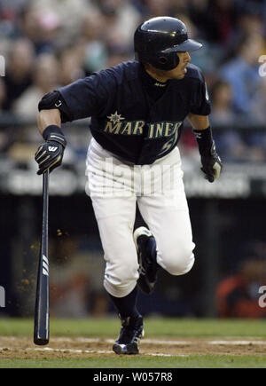 Seattle Mariners right fielder Ichiro Suzuki, playing for Japan in the  World Baseball Classic, speaks with reporters during practice at Angel  Stadium in Anaheim, California on March 11, 2006. Japan will face