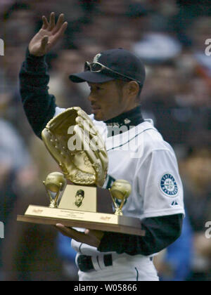 Seattle Mariners right fielder Ichiro Suzuki, playing for Japan in the  World Baseball Classic, speaks with reporters during practice at Angel  Stadium in Anaheim, California on March 11, 2006. Japan will face