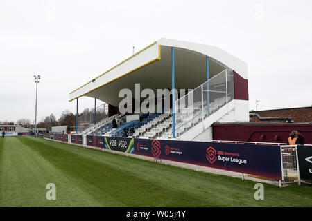 General view of the main stand during West Ham United Women vs Arsenal Women, FA Women's Super League Football at Rush Green Stadium on 6th January 20 Stock Photo