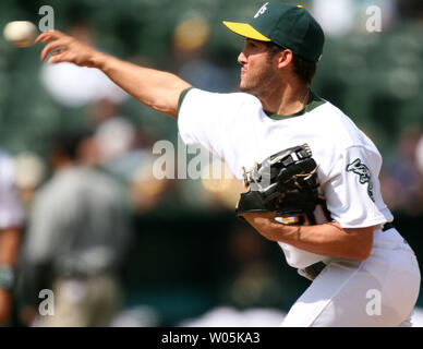 Oakland Athletics' Huston Street, left, smiles with teammate Bobby