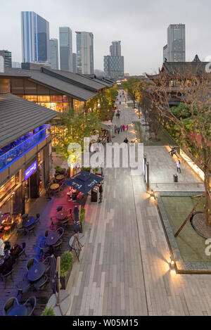 Chengdu,Sichuan province,China - Nov 13,2015: Taikooli commercial street aerial view with skyscrapers in the background Stock Photo