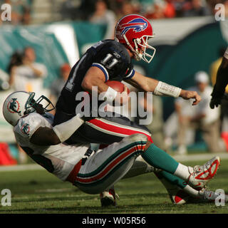 Buffalo Bills quarterback Drew Bledsoe looks angry at the start of the  second half. The New York Jets defeated the Buffalo Bills 16 to 14 at  Giants Stadium in East Rutherford, New