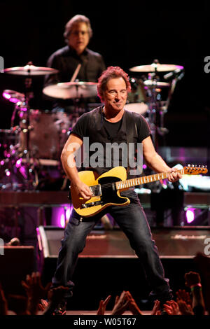 Bruce Springsteen  performs at HP Pavilion in San Jose, California on April 5, 2008. The iconic American songwriter and the E Street band are touring in support of their most recent album 'Magic'. (UPI Photo/Daniel Gluskoter) Stock Photo