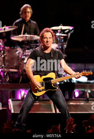 Bruce Springsteen  performs at HP Pavilion in San Jose, California on April 5, 2008. The iconic American songwriter and the E Street band are touring in support of their most recent album 'Magic'. (UPI Photo/Daniel Gluskoter) Stock Photo