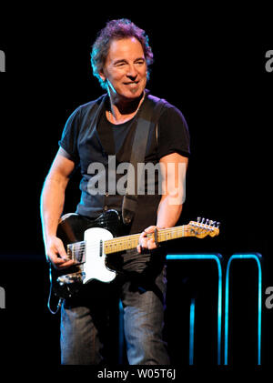 Bruce Springsteen  performs at HP Pavilion in San Jose, California on April 5, 2008. The iconic American songwriter and the E Street band are touring in support of their most recent album 'Magic'. (UPI Photo/Daniel Gluskoter) Stock Photo