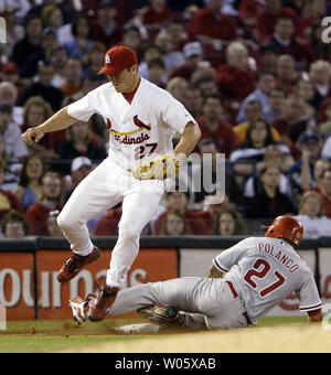 Philadelphia Phillies third baseman Placido Polanco tries to reach an ...