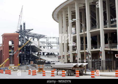 Work continues on the construction at Busch Stadium in St. Louis