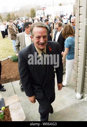 Craig Akers, step-father of kidnapped boy Shawn Hornbeck, enters the family's new home that was built for them in Richwoods, Missouri on March 14, 2007. A local builder constructed the new home for the family in 44 days. Nearly 150 companies donated goods and services to finish the home. Hornbeck was returned to his family after being abducted for more than four years. The Hornbecks reportedly spent all of their savings looking for their son during the four years, placing their old home in disrepair.   (UPI Photo/Bill Greenblatt) Stock Photo