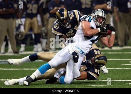 St. Louis Rams Will Witherspoon (51) tries to grab hold of Buffalo Bills  Marshawn Lynch during the first quarter at the Edward Jones Dome in St.  Louis on September 28, 2008. (UPI