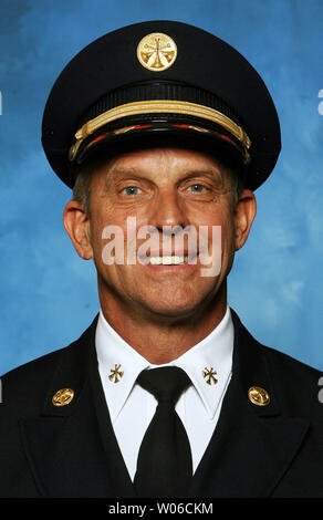 Newly appoimted St. Louis Fire Chief Steve Kotraba in his official photo in St. Louis on October 2, 2007. Seven-year Fire Chief Sherman George was demoted to deputy chief after George refused to make over 30 promotions to captain and battalion chilef despite repeated requests by St. Louis Mayor Francis Slay. George refused to make the promotions claiming more white firefighters were being promoted over africian-americans.  (UPI Photo/Bill Greenblatt) Stock Photo