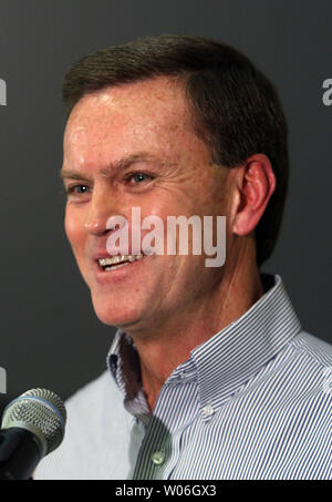 St. Louis Rams general manager Billy Devaney listens to a reporters question during a year end press conference in Earth City, Missouri on December 30, 2008. Devaney says his concentration will be on finding a new head coach. The Rams ended the 2008 season with a 2-14 record. (UPI Photo/Bill Greenblatt) Stock Photo