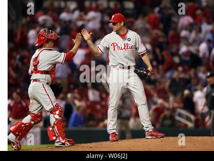 Photo: Philadelphia Phillies closer Brad Lidge pitches during game 1 of the  NLCS in Philadelphia - PHI20101016325 