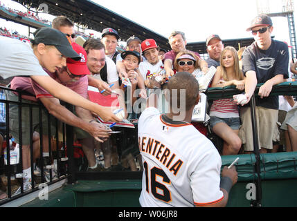 This is a 2009 photo of Edgar Renteria of the San Francisco Giants baseball  team. This image reflects the San Francisco Giants active roster as of  Monday, Feb. 23, 2009 when this