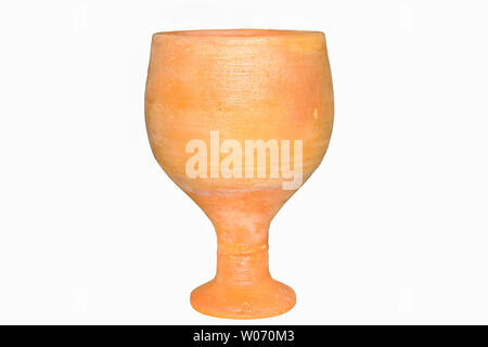 close up of handmade clay glass isolated on a white background. Stock Photo
