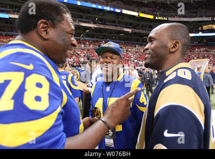 Former Los Angeles Rams players (L to R) Jackie Slater, LeRoy