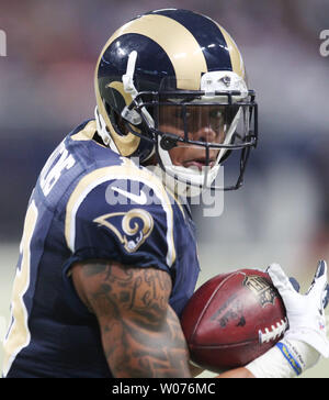 St. Louis Rams Brandon Gibson carries the football during the second quarter against the Minnesota Vikings at the Edward Jones Dome in St. Louis on December 16, 2012.   UPI/Bill Greenblatt Stock Photo