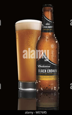 Anheuser-Busch will unveil Budweiser Black Crown, a new golden amber beer during Super Bowl commercials on January 21, 2013, it was announced January 8, 2013. The new beer was developed from 12 recipes, six beers brewed for national sampling and 25,000 opinions. With a blend of two-row caramel malt and four types of domestic hops, Budweiser Black Crown is finished on a bed of Beechwood chips. The beer also has a higher alcohol content at 6% ABV. UPI/Anheuser-Busch Stock Photo