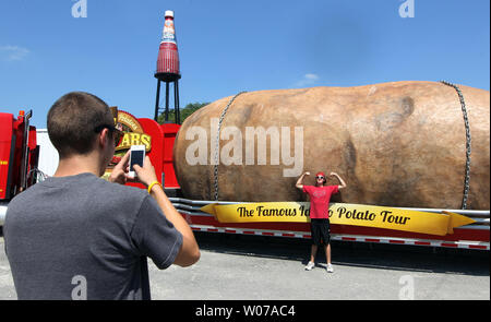 Visitors to the 28-foot-long, 12-foot-wide fiberglass Idaho potato