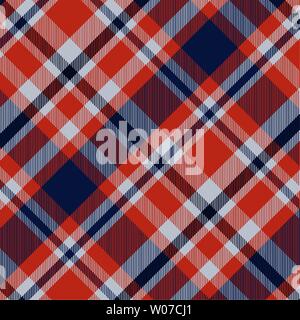 Tartan Pattern in blue and orange. Texture for plaid, tablecloths, clothes, shirts, dresses, paper, bedding, blankets, quilts and other textile produc Stock Vector