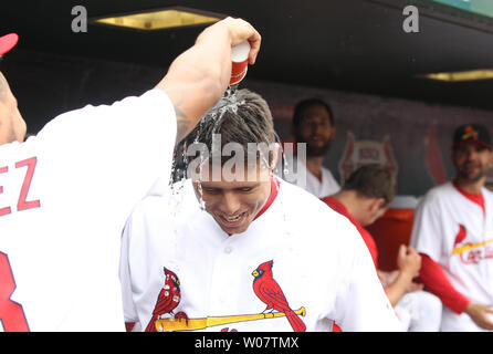 St. Louis Cardinals (L ro R) Aledmys Diaz, Carlos Martines and