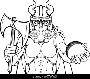 Viking Female Gladiator Cricket Warrior Woman Stock Vector