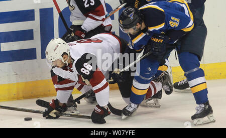 St. Louis Blues' Robert Bortuzzo in action during the first period of a  preseason NHL hockey game against the Columbus Blue Jackets Thursday, Sept.  29, 2022, in St. Louis. (AP Photo/Jeff Roberson