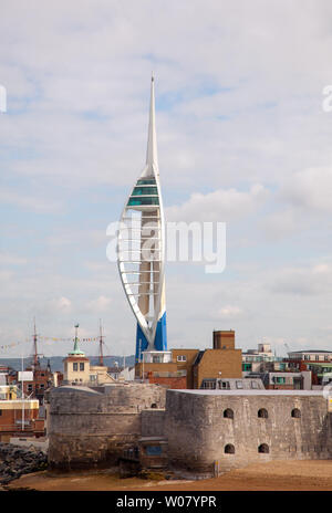 Portsmouth skyline showing The Emirates Spinnaker Tower is a 170-metre landmark observation tower in Portsmouth harbour Hampshire England