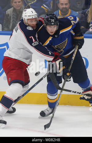 Columbus Blue Jackets' Jack Johnson plays against the St. Louis Blues ...