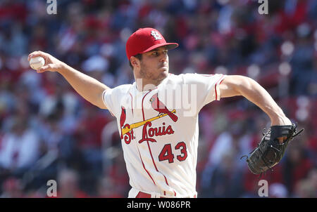 St. Louis Cardinals pitcher Dakota Hudson delivers a pitch to the San Francisco Giants in the eighth inning at Busch Stadium in St. Louis on September 21, 2018. St. Louis defeated San Francisco 5-4.  Photo by Bill Greenblatt/UPI Stock Photo