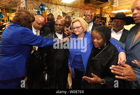 U.S. Senator Claire McCaskill participates in a prayer service with clergy during one of her last fundraisers in St. Louis on November 4, 2018. McCaskill is taking on Missouri Attorney General Josh Hawley is a tightly contested race in Missouri, considered to be a tie at this point and one of the most expensive Senate races in the country. McCaskill, a democrat, has been in the U.S. Senate for 12 years. Photo by Bill Greenblatt/UPI Stock Photo