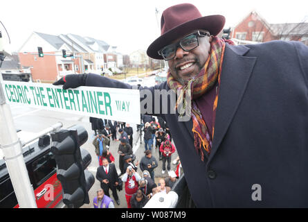 Cedric Antonio Kyles, better known by his stage name, Cedric the Entertainer, holds a sign following ceremonies naming the street 'Cedric The Entertainer Way' in St. Louis on December 15, 2018. Kyles went to high school in the area and spent many of his formative years performing in St. Louis.   Photo by Bill Greenblatt/UPI Stock Photo